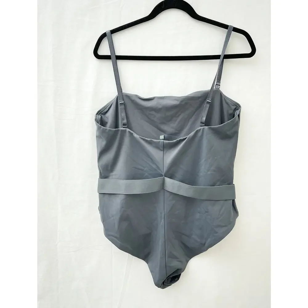 SKIMS Swimsuit Women 3X Gunmetal Gray Sculpting Strapless One Piece Belted NEW